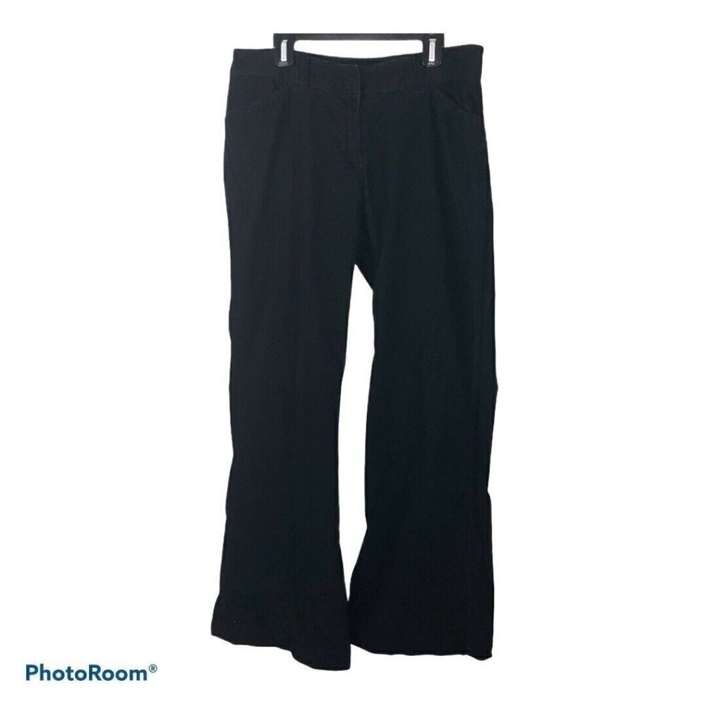 J.JILL Black Stretch Corduroy Flare Leg Flat Front Pants Sz 8